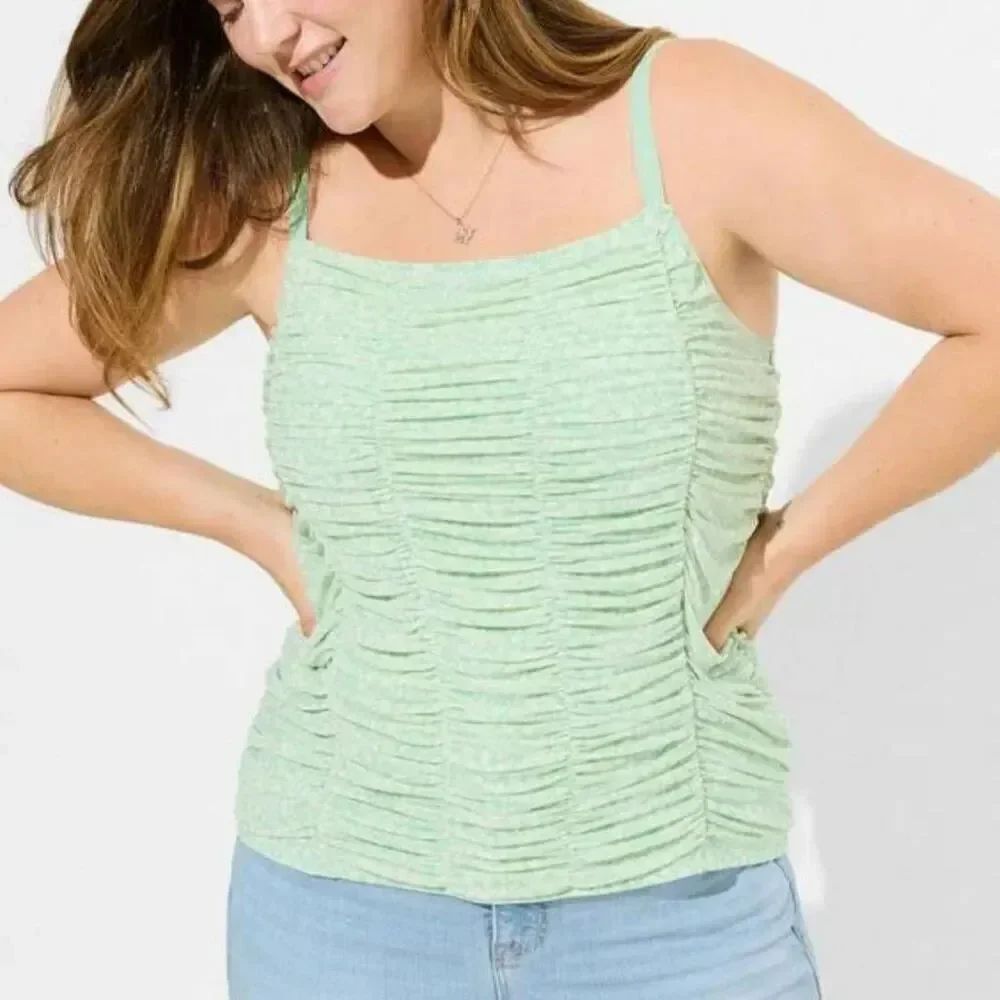 Torrid Women's Plus Size 1X 14-16 Mesh Cropped Shirred Cami Top